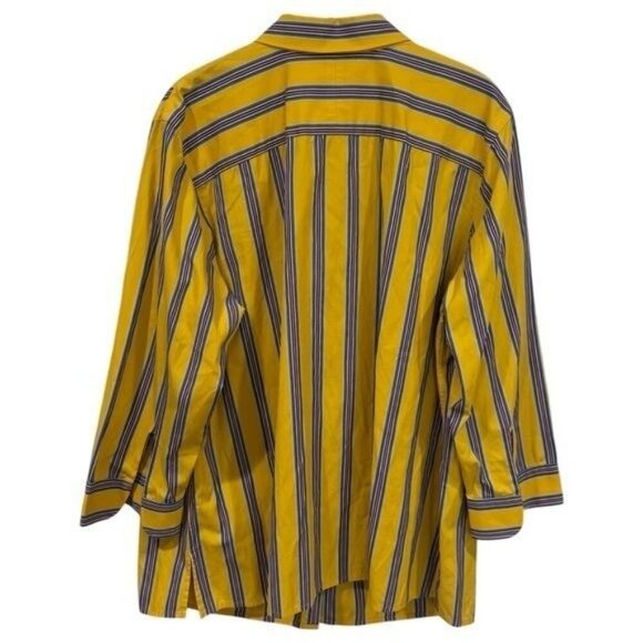 Lauren Ralph Lauren Yellow Striped Boxy Button Down Peasant Bohemian Artsy 1X - Picture 5 of 11